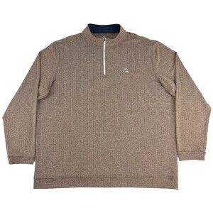 Rhoback Herringbone Jacquard Performance Q Zip Pullover Golf Brown Mens 3XL